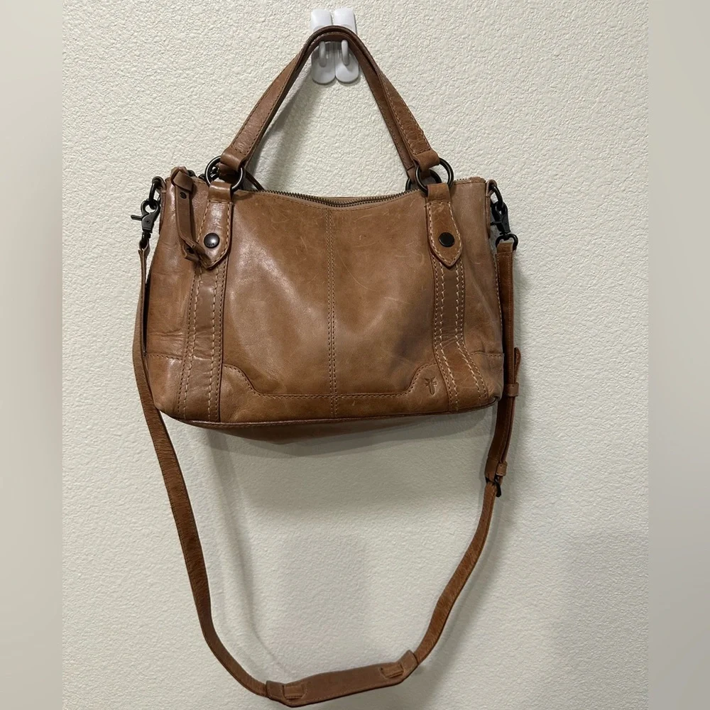 Frye Melissa Medium Beige Leather Crossbody Satchel Handbag - Picture 4 of 13